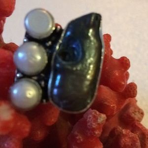 Vintage 925 bows pearl ring